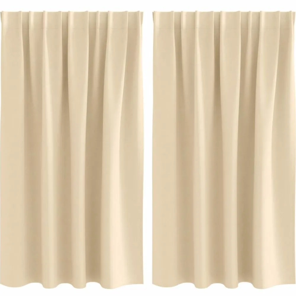 Décorations-vidaXL Rideaux occultants avec anneaux 2 pcs Crème 140 x 140 cm Crème