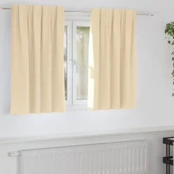 Décorations-vidaXL Rideaux occultants avec anneaux 2 pcs Crème 140 x 140 cm Cr&egrave;me