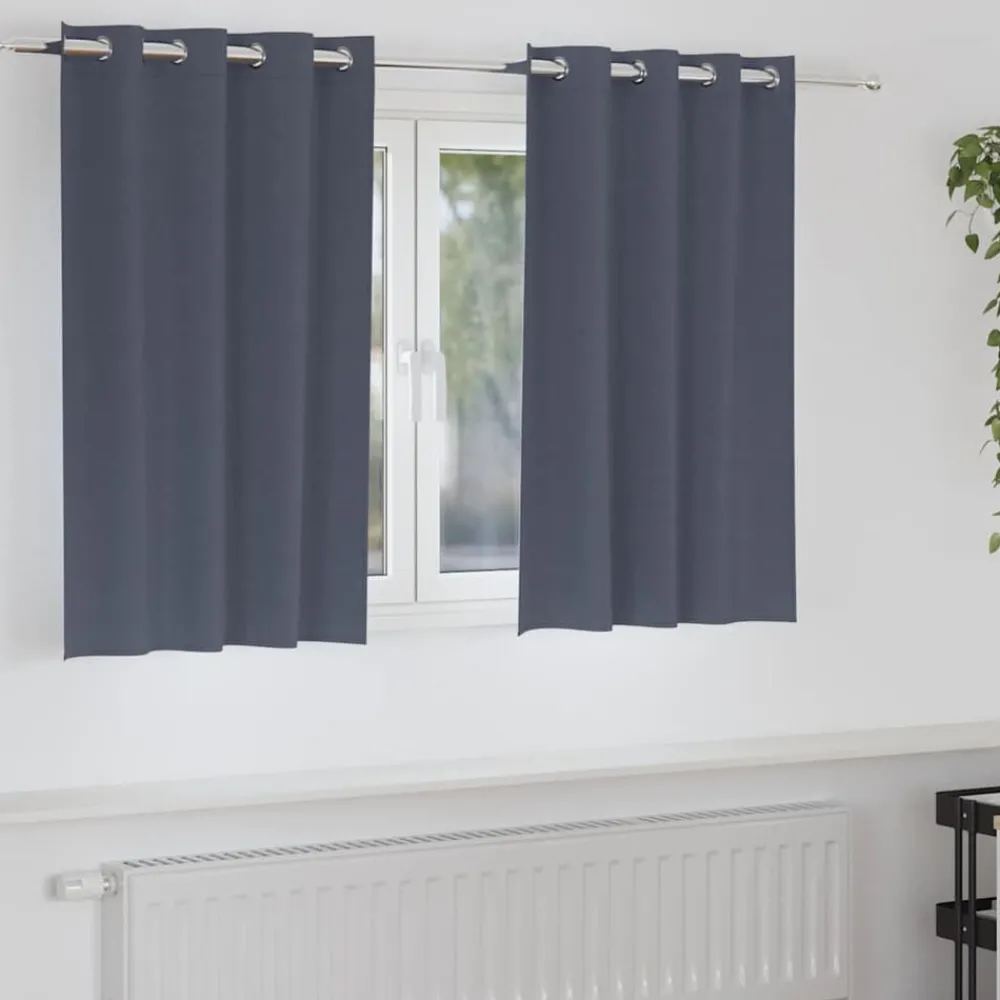 Décorations-vidaXL Rideaux occultants avec anneaux 2 pcs 140 x 140 cm Anthracite