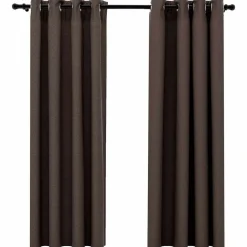 Décorations-vidaXL Rideaux occultants Aspect lin avec œillets 2pcs 140x175cm Taupe