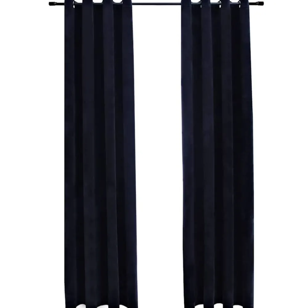 Décorations-vidaXL Rideaux occultants avec anneaux 2 pcs Velours 140x175 cm Noir
