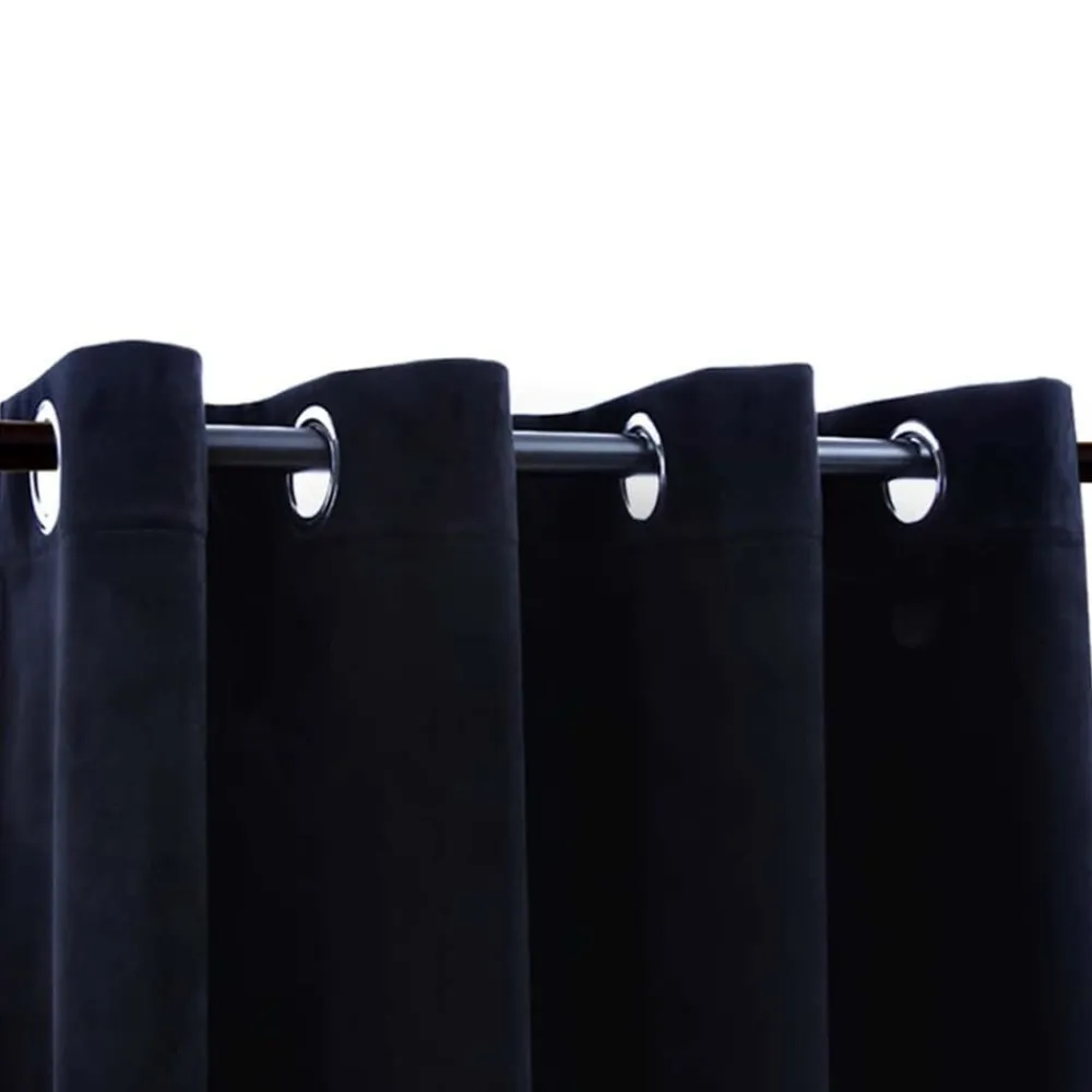 Décorations-vidaXL Rideaux occultants avec anneaux 2 pcs Velours 140x175 cm Noir