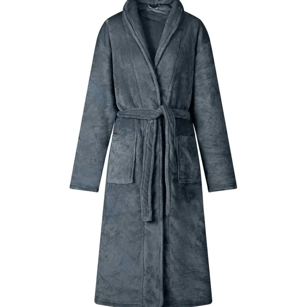 Vêtements & Accessoires-vidaXL Robe de bain sans capuche s Flanelle Bleu marine