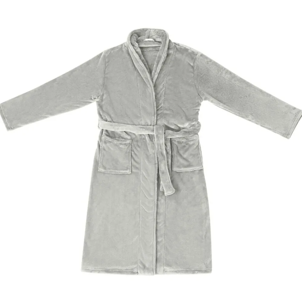 Vêtements & Accessoires-vidaXL Robe de bain sans capuche s Flanelle Gris