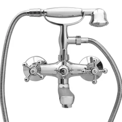 vidaXL Robinet de baignoire à 2 poignées et déviateur de douche Chrome