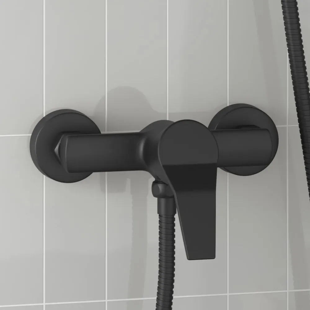 Plomberie-vidaXL Robinet de Douche Mixer G 1 / 2 pouces Laiton Noir