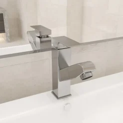 Plomberie-vidaXL Robinet de lavabo rétractable de bain é 157x172 mm Argent