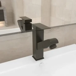 Plomberie-vidaXL Robinet de lavabo rétractable Finition e 157x172 mm Gris