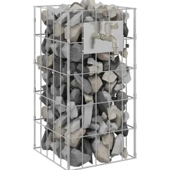 Pelouses & Jardins-vidaXL Robinet Gabion Argenté 26 x 25 x 50 cm Acier inoxydable