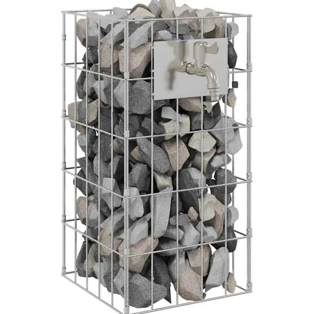 Pelouses & Jardins-vidaXL Robinet Gabion Argenté 26 x 25 x 50 cm Acier inoxydable