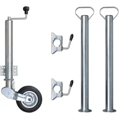 Pièces Détachées Pour Véhicules-vidaXL Roue cric de remorque 60 mm 2 tubes de support 2 pinces fendues