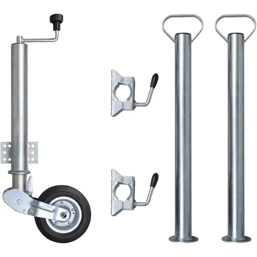 Pièces Détachées Pour Véhicules-vidaXL Roue cric de remorque 60 mm 2 tubes de support 2 pinces fendues