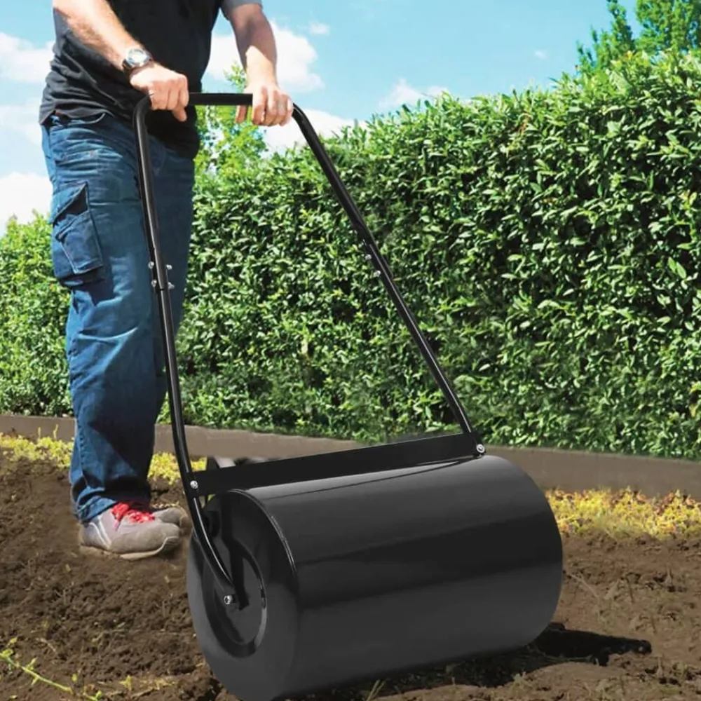 Pelouses & Jardins-vidaXL Rouleau à gazon 63 cm 50 L Noir