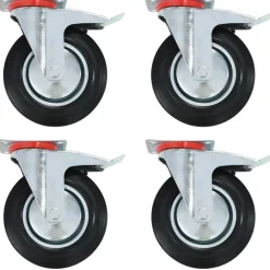 Manutention De Matériaux-vidaXL Roulettes pivotantes avec double frein 4 pcs 200 mm