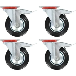 Manutention De Matériaux-vidaXL Roulettes pivotantes avec double frein 4 pcs 160 mm