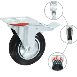 Manutention De Matériaux-vidaXL Roulettes pivotantes avec double frein 4 pcs 160 mm