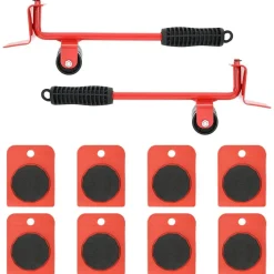 vidaXL Roulettes pour meubles 8 pièces avec élévateurs Rouge 9,8 x 7,5 x 3 cm 150 kg