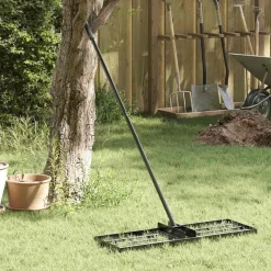 vidaXL Râteau de jardin Noir 75 x 25 x 200 cm Acier enduit de poudre