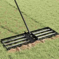 vidaXL Râteau de jardin Noir 75 x 25 x 200 cm Acier enduit de poudre