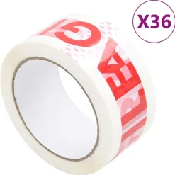 vidaXL Ruban d'emballage 36 pcs FRAGILE imprimé blanc 48 mm x 66 m