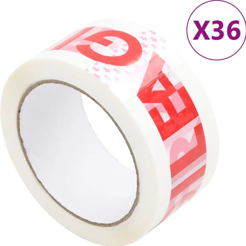 vidaXL Ruban d'emballage 36 pcs FRAGILE imprimé blanc 48 mm x 66 m