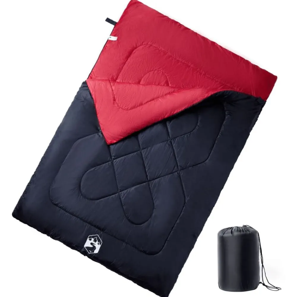 vidaXL Sac de couchage double et oreillers adultes camping 3-4 saisons
