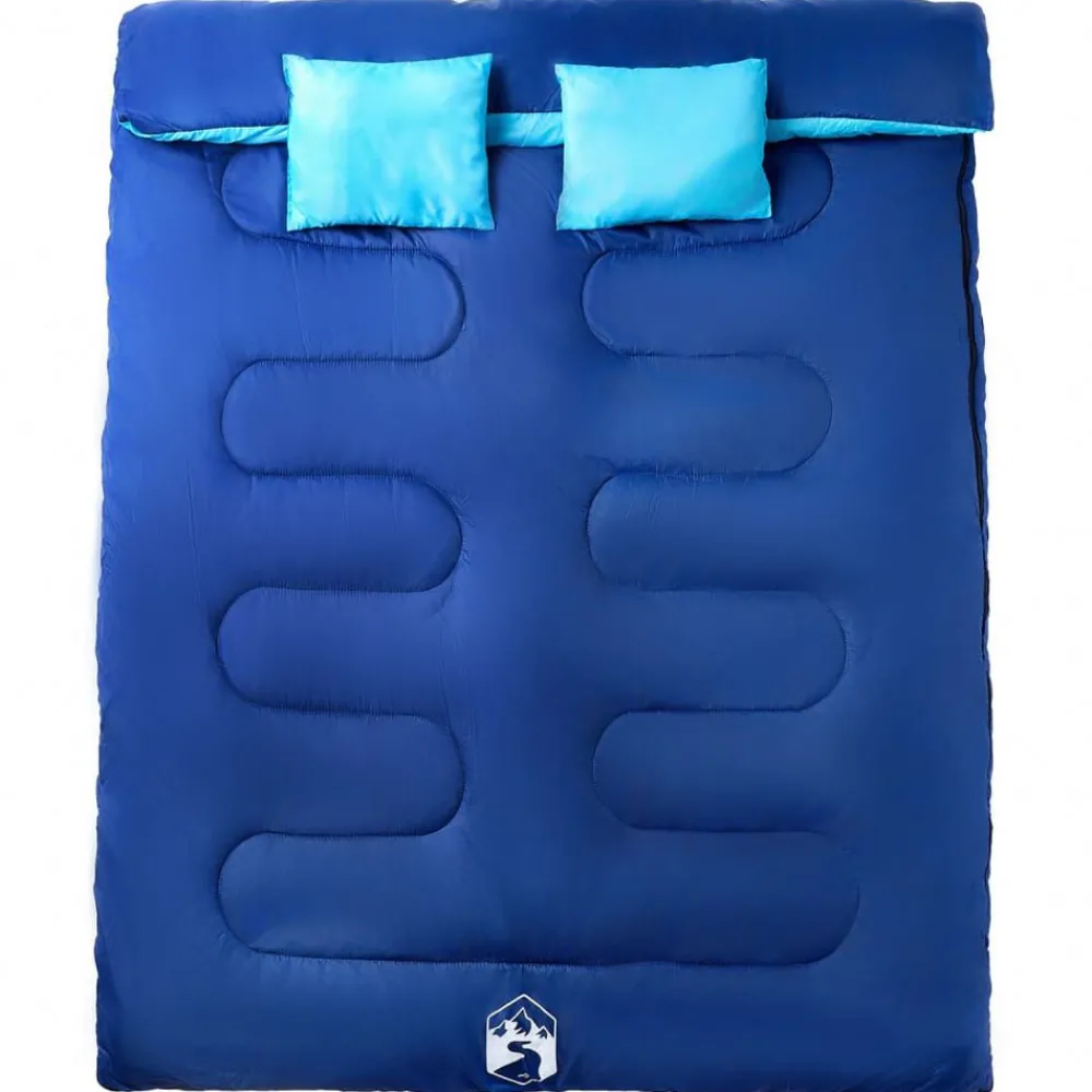 vidaXL Sac de couchage double et oreillers adultes camping 3-4 saisons