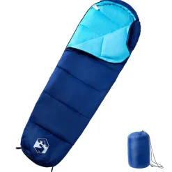 Loisirs De Plein Air-vidaXL Sac de couchage momie pour adultes camping 3 saisons marine et bleu