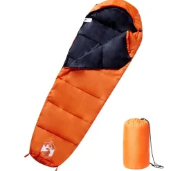 Loisirs De Plein Air-vidaXL Sac de couchage momie pour adultes camping 3 saisons Orange et noir