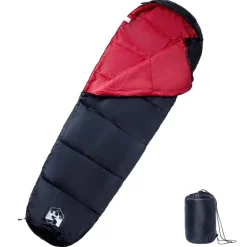 Loisirs De Plein Air-vidaXL Sac de couchage momie pour adultes camping 3 saisons noir et rouge