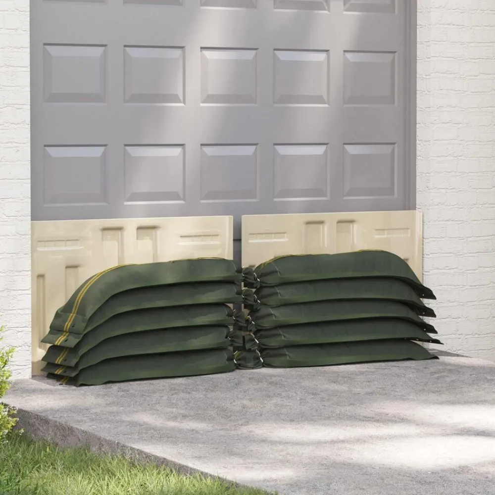 Stockage Industriel-vidaXL Sacs de sable 10 pcs Vert foncé 100 x 25 cm HDPE
