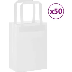 Arts & Loisirs-vidaXL Sacs en papier 50 pcs avec poignées 15x8x21 cm Blanc