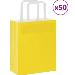 Arts & Loisirs-vidaXL Sacs en papier 50 pcs avec poignées 18x8x22 cm Jaune