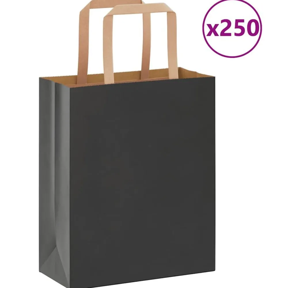 vidaXL Sacs en papier 250 pcs avec poignées 18x8x22 cm