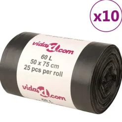 vidaXL Sacs poubelles 250 pcs noir 60 L