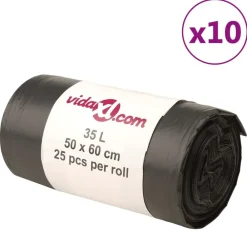 Produits Ménagers-vidaXL Sacs poubelles 250 pcs noir 35 L
