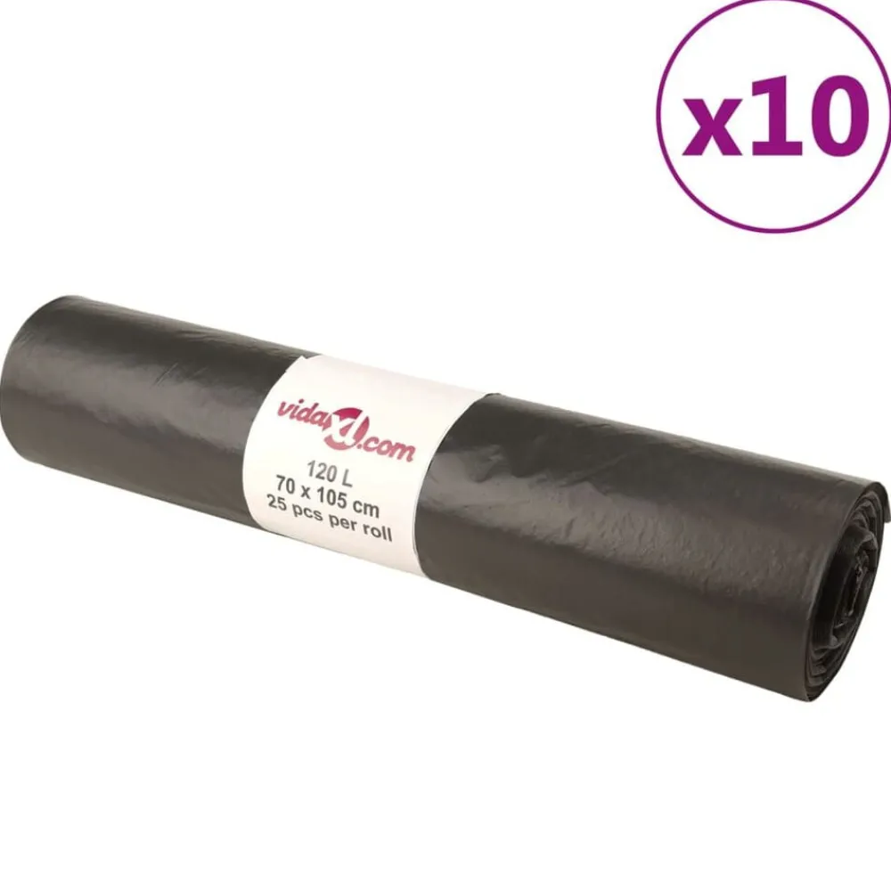 vidaXL Sacs poubelles 250 pcs noir 120 L