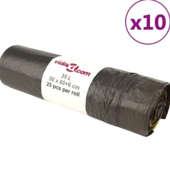 Produits Ménagers-vidaXL Sacs poubelles avec cordons 250 pcs noir 35 L