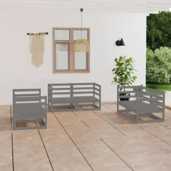 vidaXL Salon de jardin 6 pcs Bois de pin massif