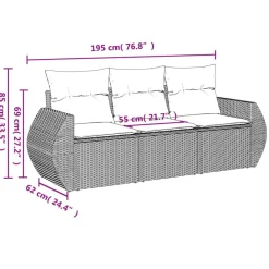 vidaXL Salon de jardin 3 pcs avec coussins résine tressée