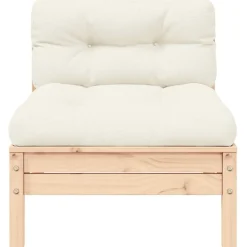 vidaXL Salon de jardin 3 pcs avec coussins crème Bois de pin massif
