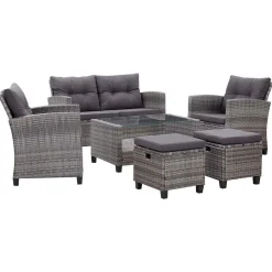 vidaXL Salon de jardin 6 pcs avec coussins Résine tressée
