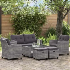 vidaXL Salon de jardin 6 pcs avec coussins Résine tressée