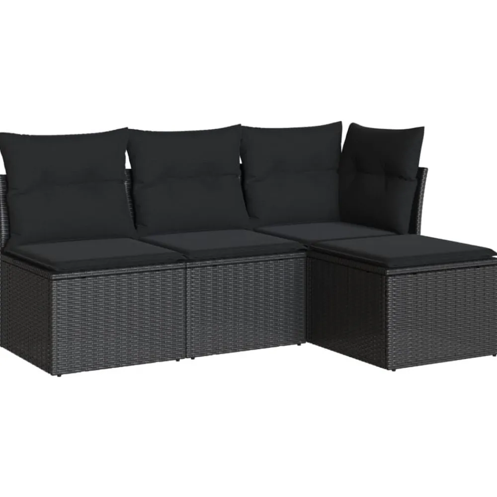 Mobilier De Jardin-vidaXL Salon de jardin 4 pcs avec coussins résine tressée Noir