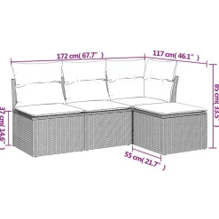 Mobilier De Jardin-vidaXL Salon de jardin 4 pcs avec coussins résine tressée Noir