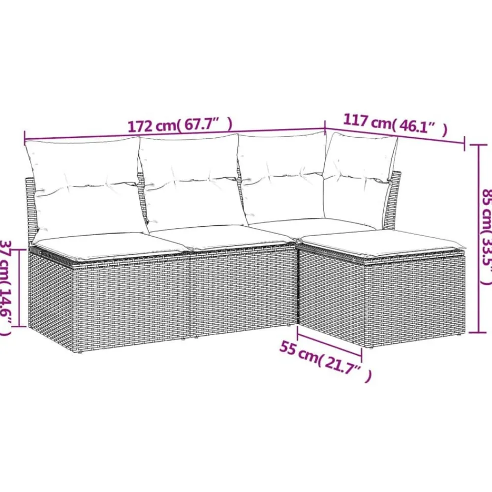 Mobilier De Jardin-vidaXL Salon de jardin 4 pcs avec coussins résine tressée Noir