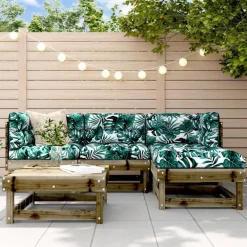 vidaXL Salon de jardin 5 pcs avec coussins bois de pin imprégné