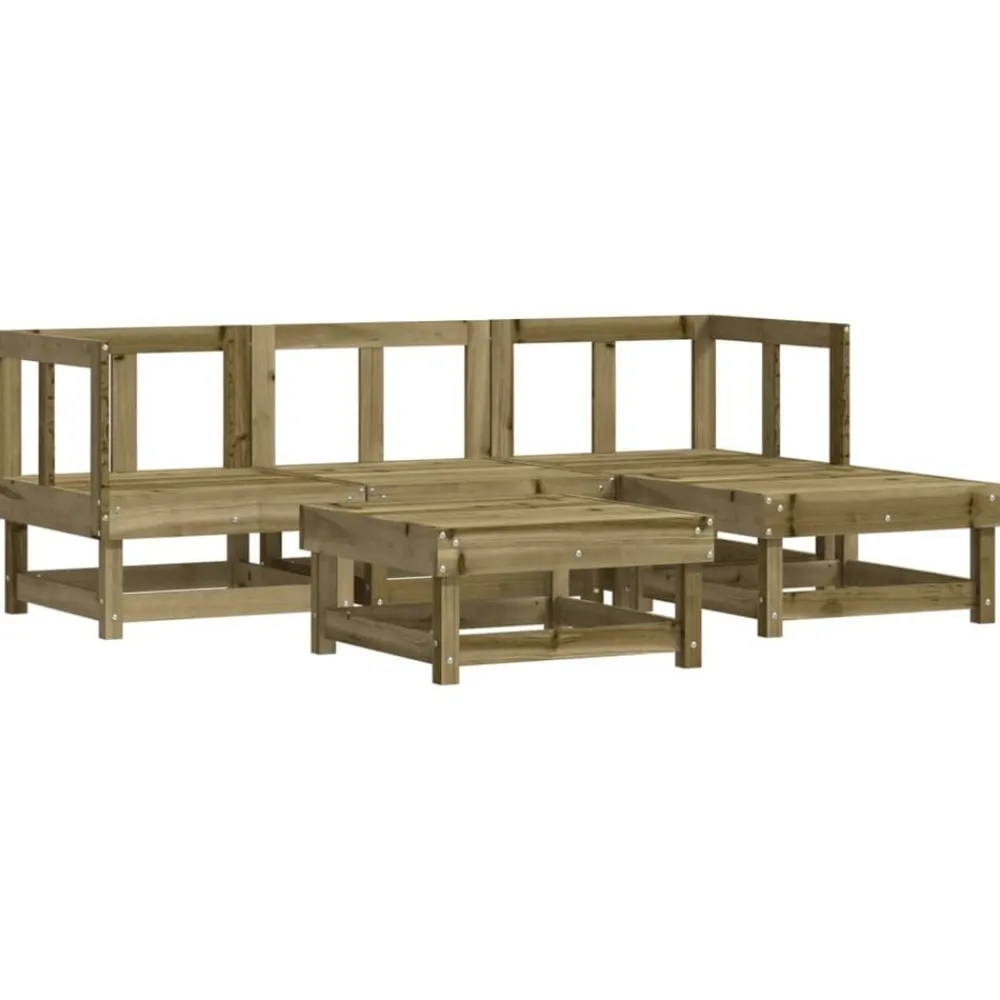 vidaXL Salon de jardin 5 pcs avec coussins bois de pin imprégné