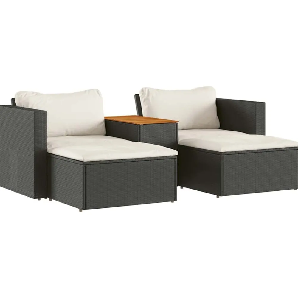Mobilier De Jardin-vidaXL Salon de jardin 5 pcs avec coussins résine tressée acacia Noir