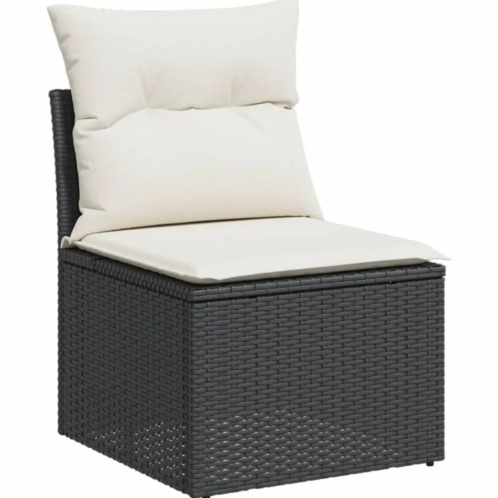 vidaXL Salon de jardin 11 pcs avec coussins noir résine tressée